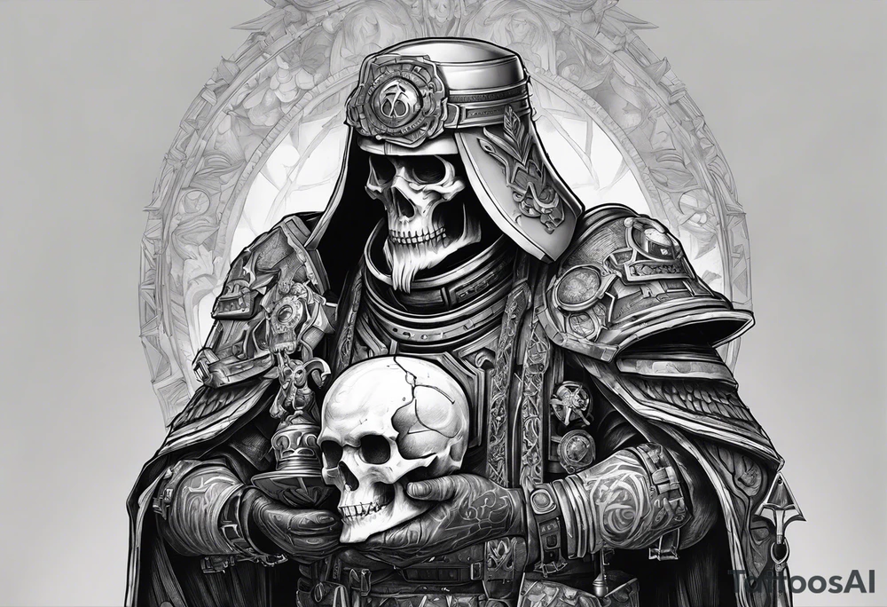 Warhammer 40k technopriest, holding the skull in hand tattoo idea Warhammer 40k technopriest, holding the skull in hand tattoo idea