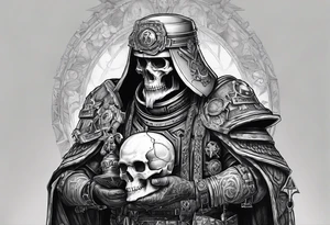 Warhammer 40k technopriest, holding the skull in hand tattoo idea