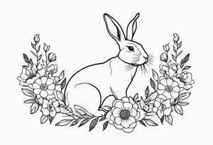 Rabbit and flowers tattoo idea