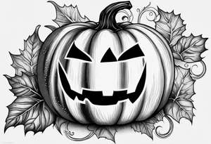 Scary Halloween pumpkin with vines tattoo idea