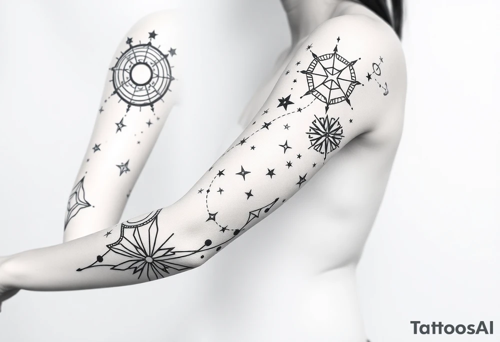 Stars constellation tattoo with libra, cancer, Taurus, 2 scorpio and capricorn tattoo idea