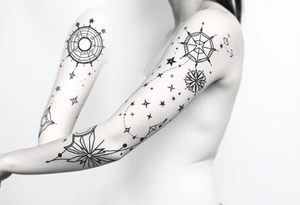 Stars constellation tattoo with libra, cancer, Taurus, 2 scorpio and capricorn tattoo idea