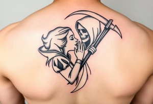 Snow white kiss or death with grim reaper tattoo idea