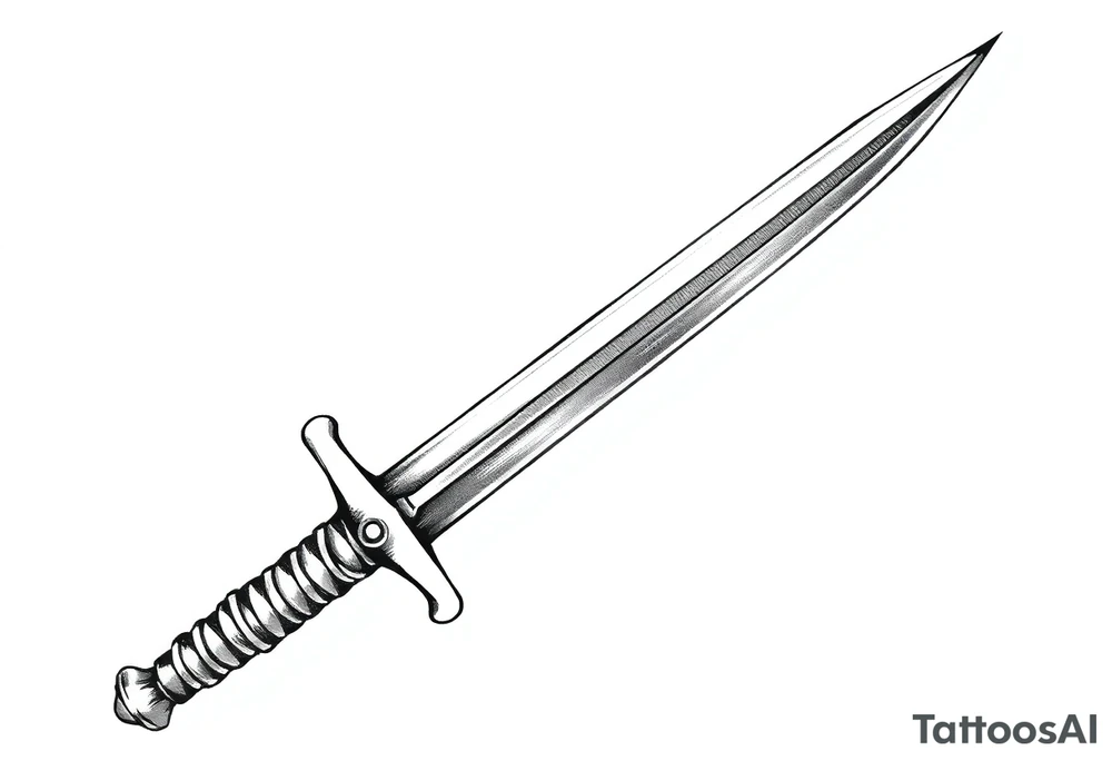 generate one sword and make the tip of the edge kind of pushed in tattoo idea