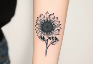 sunflower with the word Nanny as the stem tattoos tattoo idea