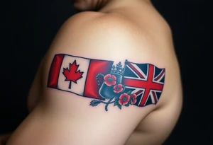 I AM Invictus Games tattoo with Canada and UK flag. Include poppies and RAF logo tattoo idea