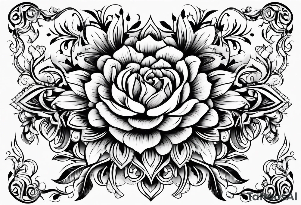 ornaments of flowers tattoo idea