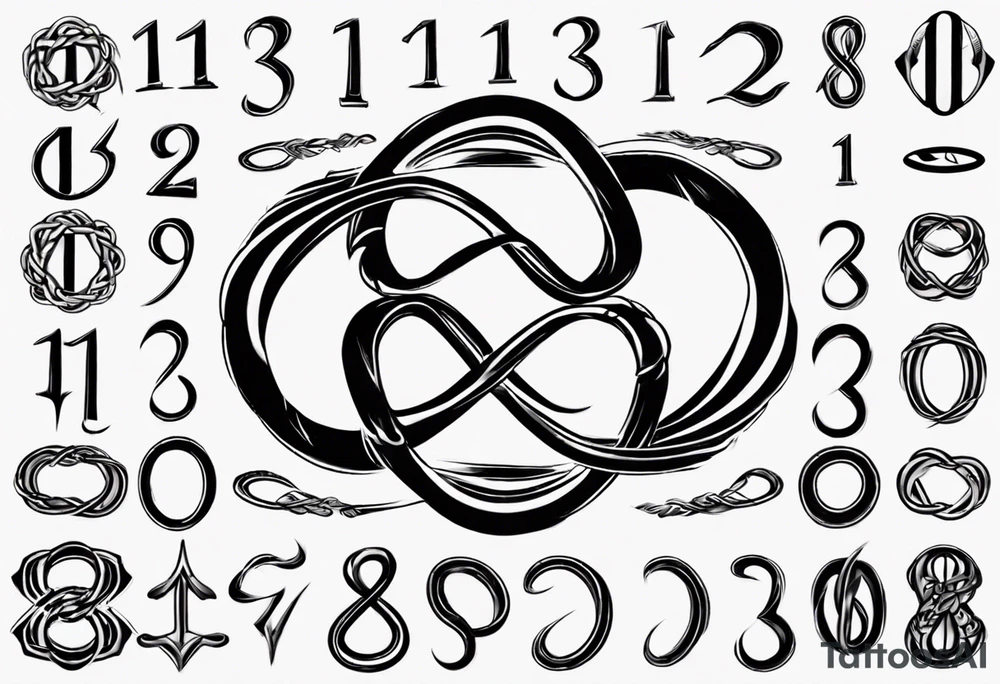 classic infinity symbol with one of the loops made of the numbers 111923 tattoo idea