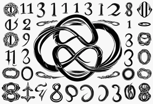 classic infinity symbol with one of the loops made of the numbers 111923 tattoo idea