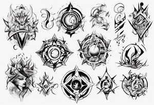 Design a tattoo where abstract shapes and colors represent various stages of my life, reflecting the evolution of my character and perception tattoo idea