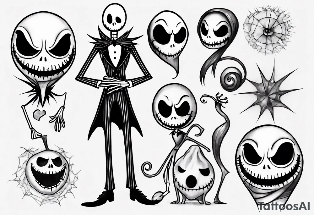 jack skellington and 
zero tattoo idea
