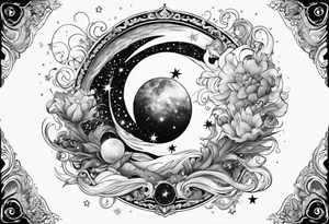 Aquarius and Cancer constellation in a cosmic explosion of love tattoo idea
