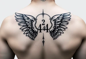 Angel numbers 1 support and guidance, 2 Balance, 4 Protection (with angel wings(only around 444) tattoo idea