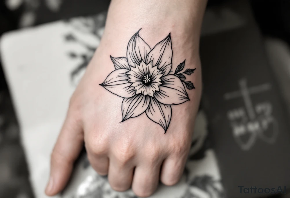 large daffodil with holly tattoo idea
