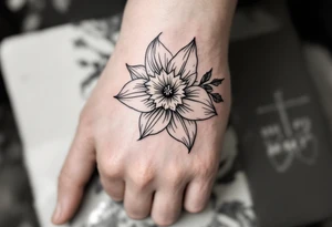 large daffodil with holly tattoo idea