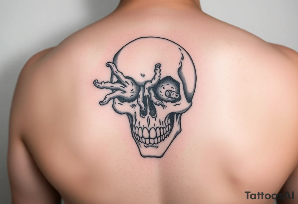 skull with The Last Of Us' fungus out of its eyes tattoo idea