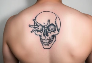 skull with The Last Of Us' fungus out of its eyes tattoo idea