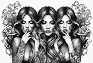 3 lost spirts floating in smoke hear no evil see no evil speak no evil feminine style tattoo idea