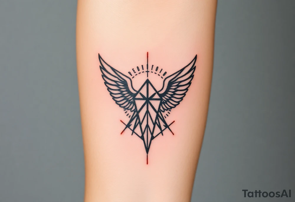 cast all your anxiety on him because he cares for you" with angels tattoo idea