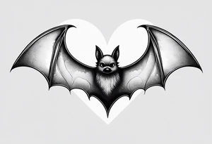 minimal detail, bat with hearts, simple tattoo idea