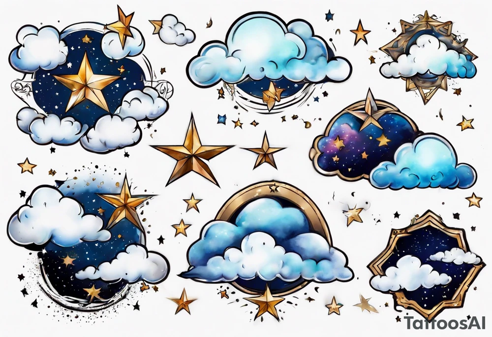 cloud with the date and stars tattoo idea