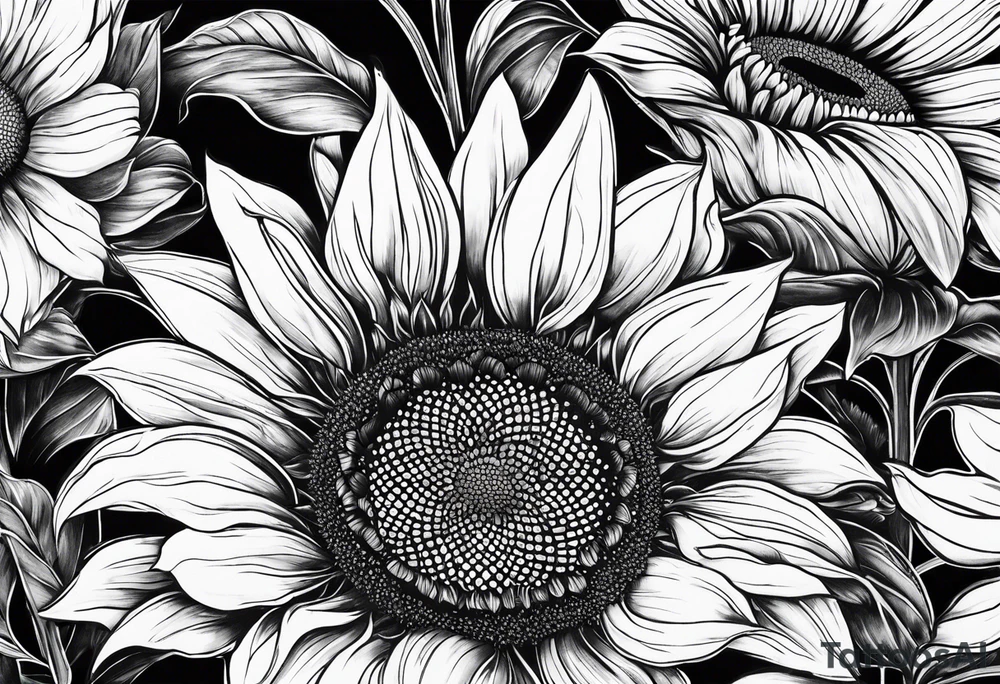 Wild flower garden sunflower tattoo idea
