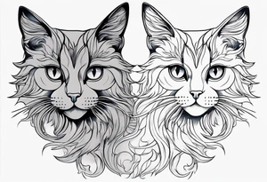 Two cat outline. One gray and one black tattoo idea