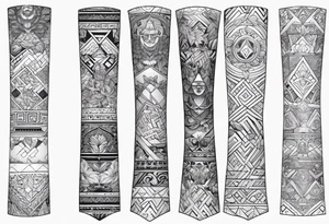 Patchwork arm sleeves of greek gods and that a geometric aesthetic tattoo idea