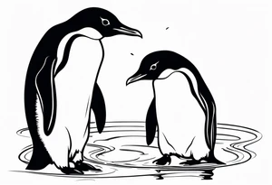 penguin standing on ice in the water. tattoo idea