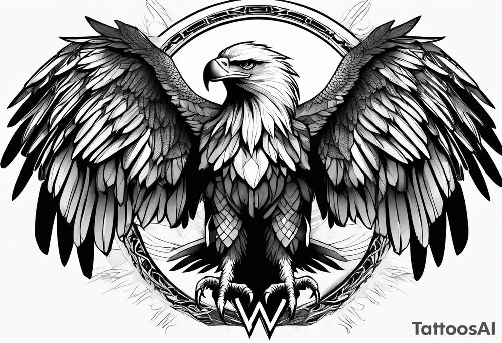 eagle with wings fully extended tattoo idea