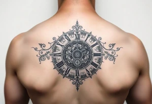 vintage roman numerals within ornate clockwork mechanism tattoo idea