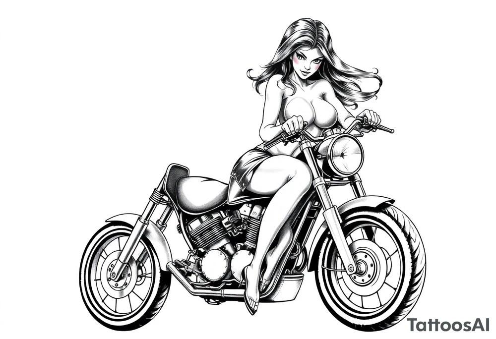 naked girl on motorcycle, slut, angry tattoo idea