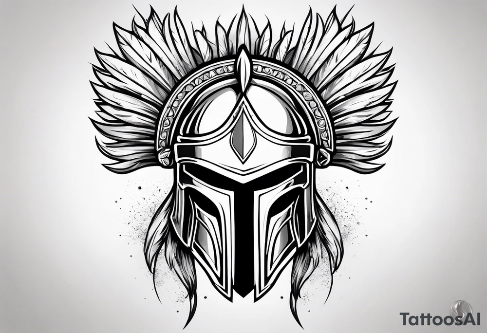Spartan helmet masculine lighting bolts with Greek mythology tattoo idea