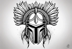 Spartan helmet masculine lighting bolts with Greek mythology tattoo idea