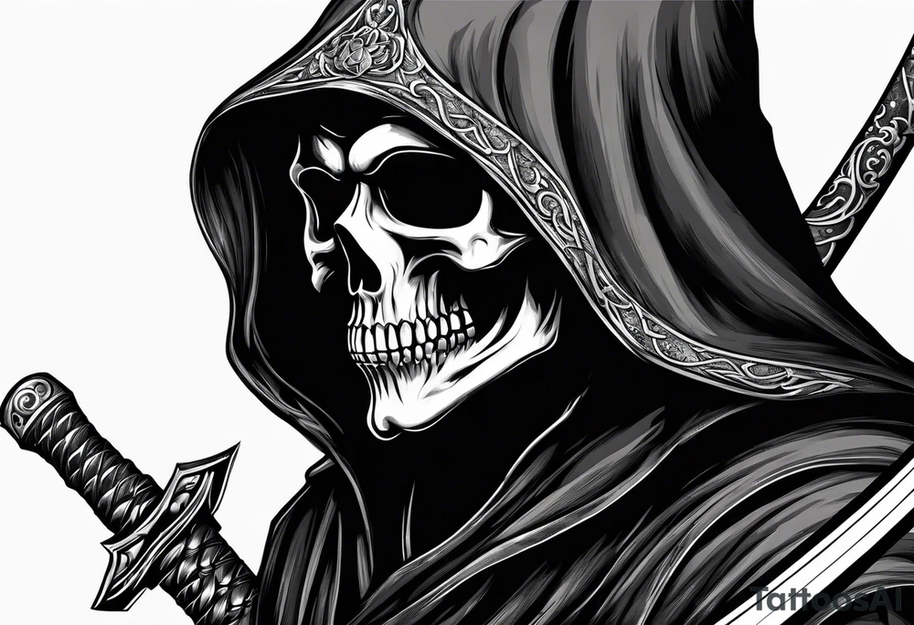 grim reaper with katana tattoo idea