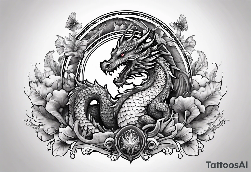 Dragon mushrooms on wings tattoo idea
