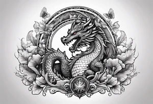 Dragon mushrooms on wings tattoo idea
