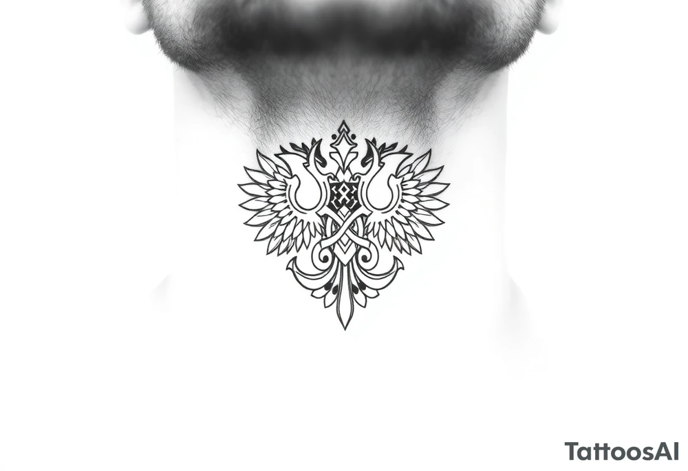 russian christian orthodox military neck design front facing tattoo idea