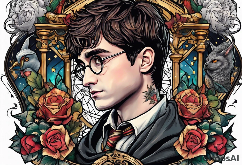 Harry Potter themed full sleeve tattoo idea