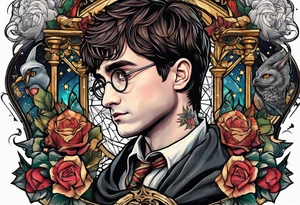 Harry Potter themed full sleeve tattoo idea