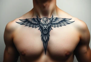 Chest tattoo for female signifying power tattoo idea