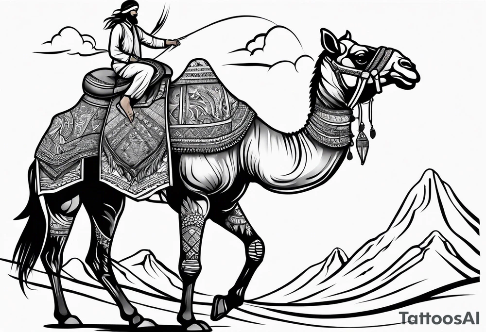 Flying camel tattoo idea
