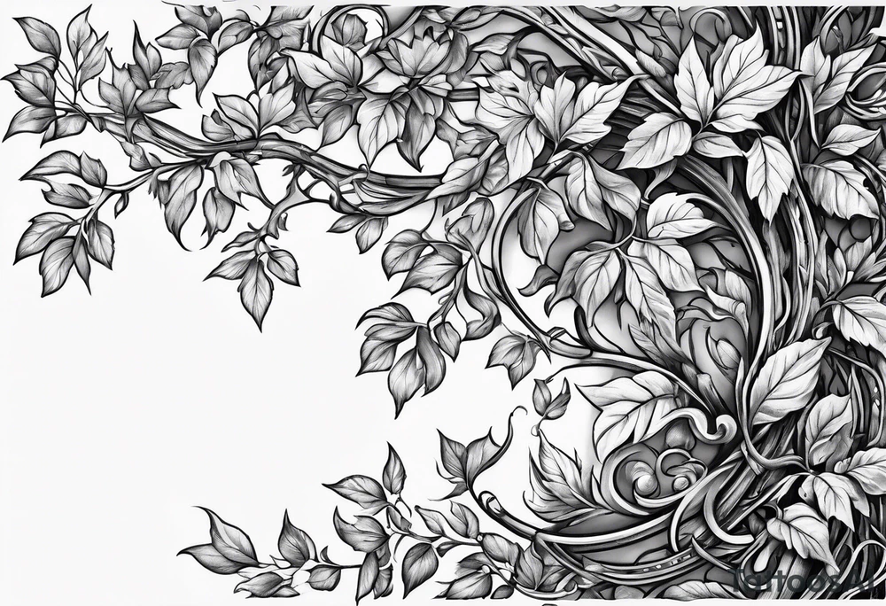 Leafy vines with stone road tattoo idea