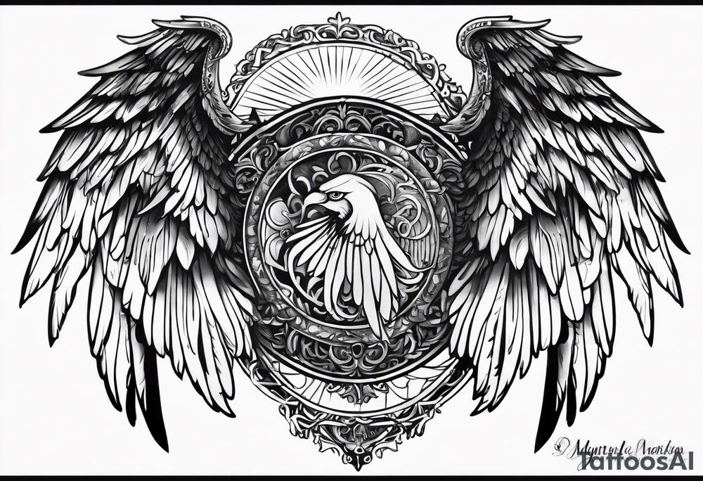 Angel Wings with the word Glenn in between tattoo idea Angel Wings with the word Glenn in between tattoo idea