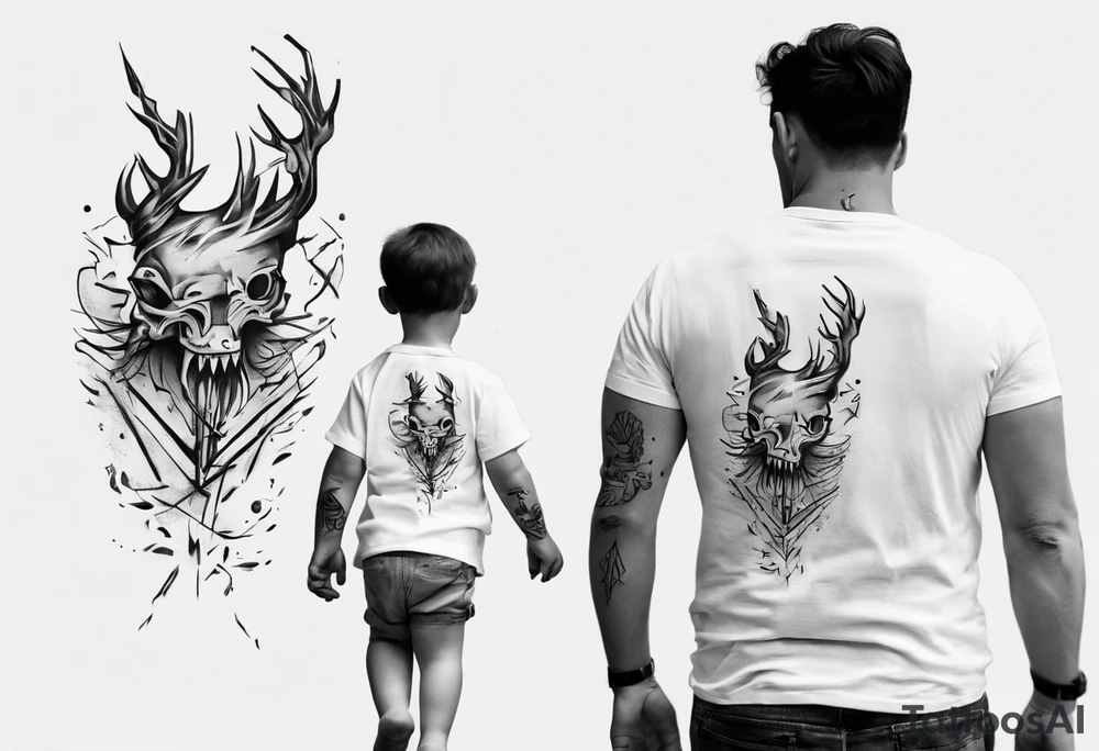 dad and son walks away tattoo idea