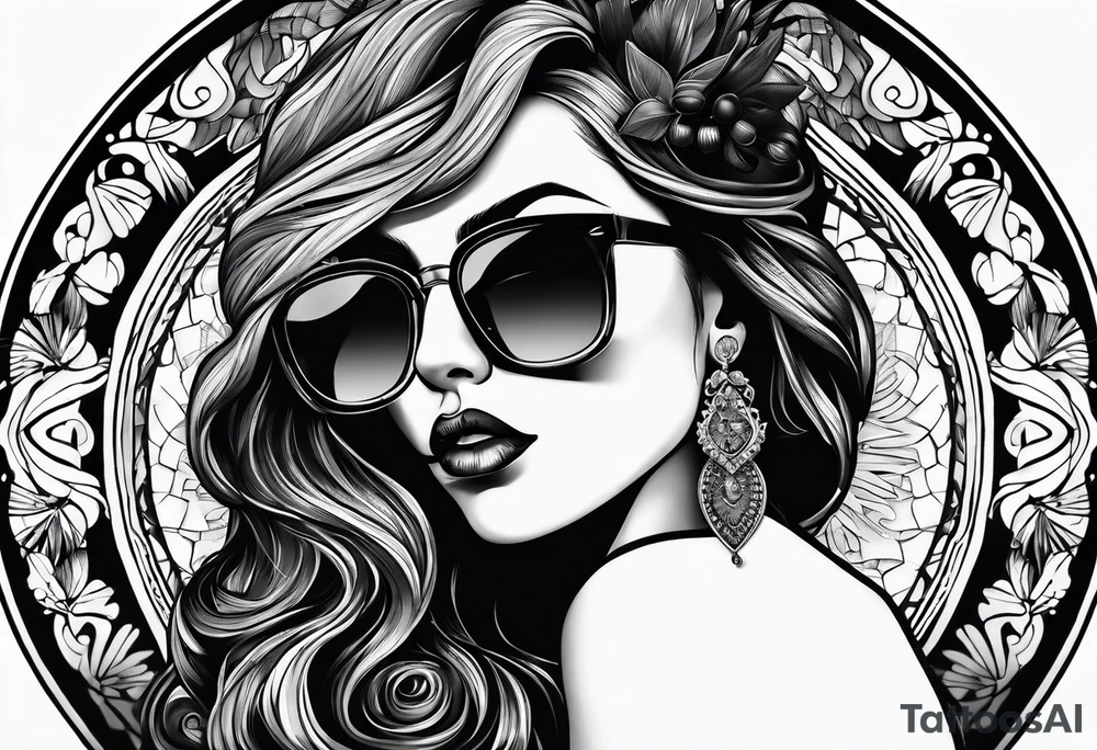 capricorn woman sunglasses big titts tattoo idea
