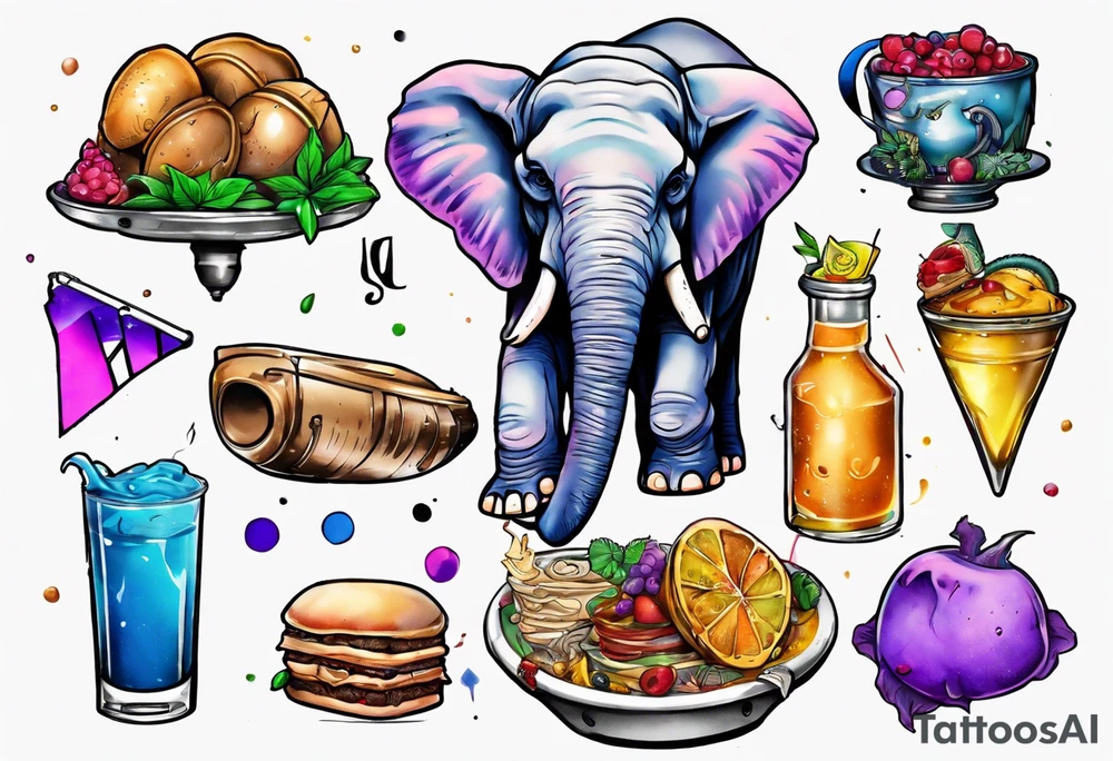 Libra, Massachusetts, elephant, pride colors, music, food tattoo idea