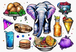 Libra, Massachusetts, elephant, pride colors, music, food tattoo idea