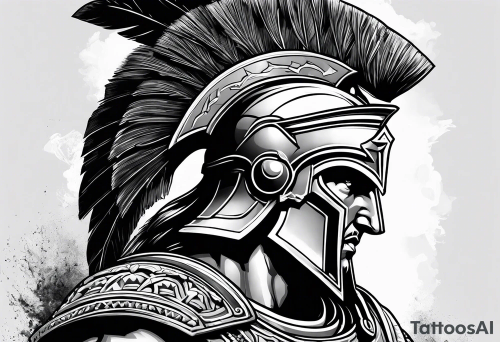 Spartan solider with Ancient ruins all around tattoo idea Spartan solider with Ancient ruins all around tattoo idea
