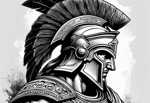 Spartan solider with Ancient ruins all around tattoo idea